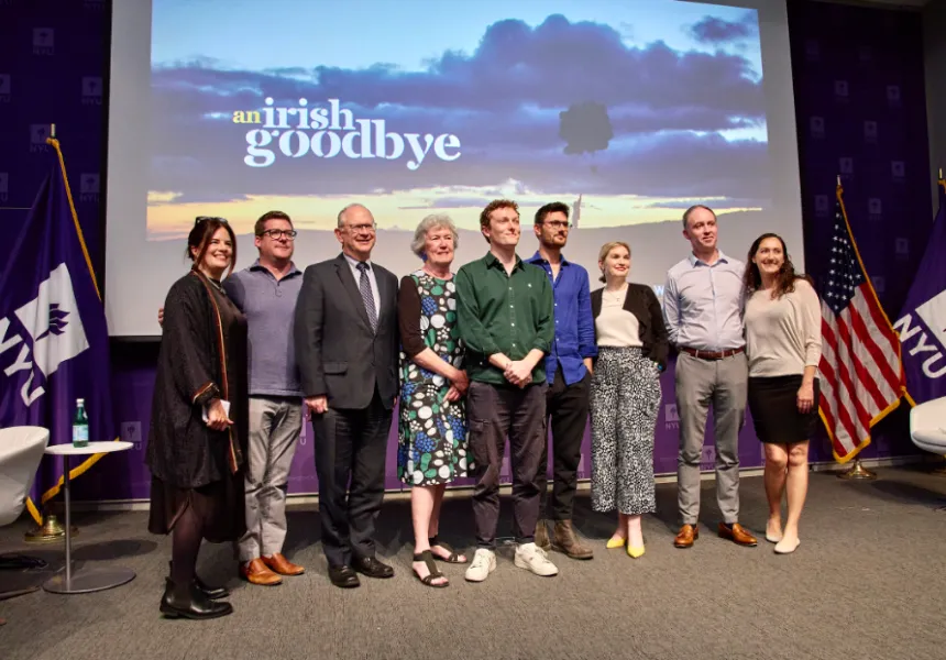 Solas Nua staff standing with Ross White and Tom  Berkeley