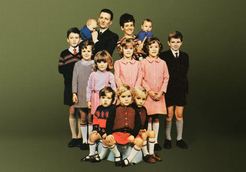 Housewife of the Year winner Ann McStay posing with her family and husband in 1969. Image design by Conor Merriman.