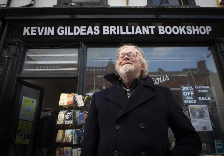 THE FINAL CHAPTER image, kevin gildea in front of his bookshop