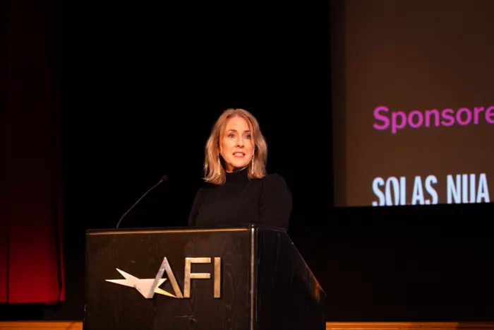 Deputy Ambassador Fionnuala Quinlan speaking at podium CIFF2025