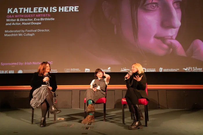 Eva Birthistle, Hazel Doupe & Maedhbh Mc Cullagh onstage for post-screening Q&A CIFF2025