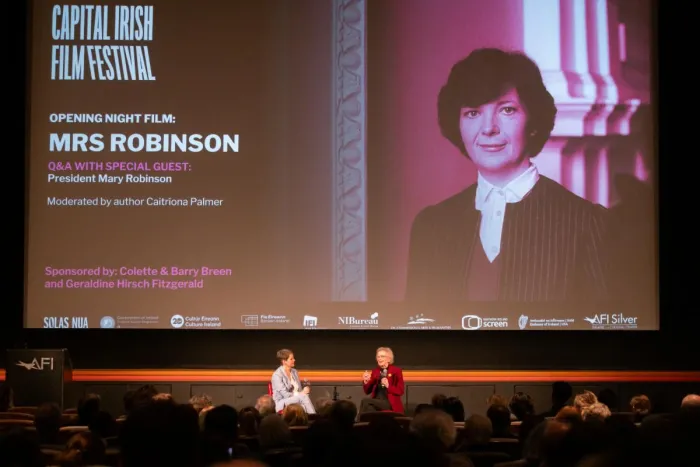 CIFF2025 Opening Night stage, Mary Robinson & Caitriona Palmer